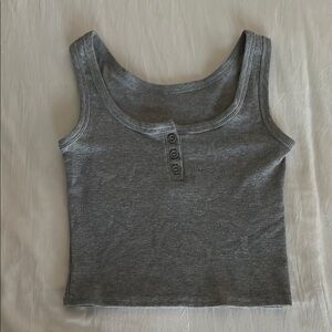 Gray Sleeveless Ribbed Top